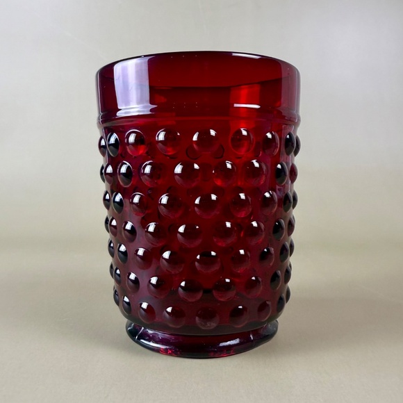 Vintage Ruby Red Hobnail Tumbler | Mid-Century Glassware | Retro Barware - Picture 2 of 6